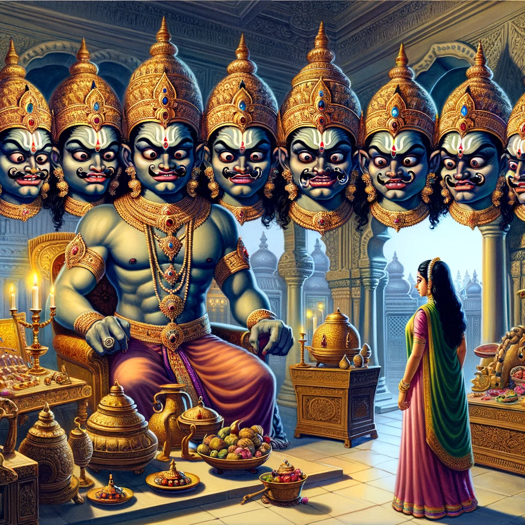 Ravana Shows Sita His Palace